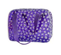 TotePrint Daisy Pattern PVC Washing Cosmetic Bag Portable for Travel, Storage Cosmetics and Skin Care Products 10.24"x3.94"x7.48, Purple, Fashion