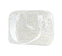 TotePrint Daisy Pattern PVC Washing Cosmetic Bag Portable for Travel, Storage Cosmetics and Skin Care Products 10.24"x3.94"x7.48 (Clear)