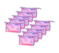 TotePrint Green Transparent Laser Cosmetic Bag Iridescent Holographic Waterproof PVC Makeup Organizer Bag for Women, Pink-10PCS, 8.66 inches* 5.51 inches * 2.76inch, Modern