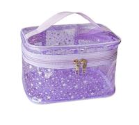 TotePrint Holographic Makeup Bags Bulk,Clear Storage Bag Toiletry Pocket Portable Zippered Iridescent Pouch Waterproof Cosmetic Gift Bags for Women, Purple-L, Soft Holographic Makeup Bag