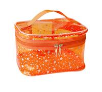 TotePrint Holographic Makeup Bags Bulk,Clear Storage Bag Toiletry Pocket Portable Zippered Iridescent Pouch Waterproof Cosmetic Gift Bags for Women, Orange-L, Soft Holographic Makeup Bag