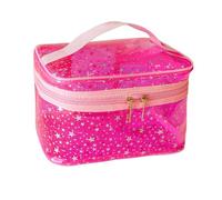 TotePrint Holographic Makeup Bags Bulk,Clear Storage Bag Toiletry Pocket Portable Zippered Iridescent Pouch Waterproof Cosmetic Gift Bags for Women, Pink-L, Soft Holographic Makeup Bag