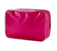 TotePrint Pure Colour Transparent Glue Bone PVC Cosmetic Bag Organizer 7.09 x 2.56 x 4.72inch Waterproof Blue Makeup Bag for Toiletries, Clear Cosmetic Bag for Women, Dark red, Modern