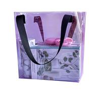 TotePrint PVC Clear Bag Stadium Compatible - Clear Zipped Carry Bag Waterproof for Concerts, Beach & Shopping, Purple + craft woven, 30.0 X 31.0 X 11.0 Zentimeter