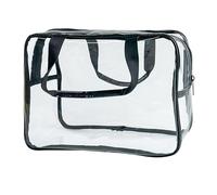 TotePrint PVC Clear Pure Color Transparent Large Zipper Cosmetic Pouch Travel Makeup Cosmetic Bag with Handle for Travel Bathroom Toiletry Organizer, Clear+Black Handle, 11.81*8.27*5.12inch, Fashion