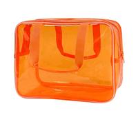 TotePrint PVC Clear Pure Color Transparent Large Zipper Cosmetic Pouch Travel Makeup Cosmetic Bag with Handle for Travel Bathroom Toiletry Organizer, A23014-101-2, 11.81*8.27*5.12inch, Modern