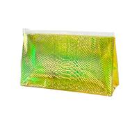 TotePrint Snake Pattern PVC Cosmetic Bag 25 x 15 x 7 cm - Waterproof Travel Makeup Bag with Airport Compliant Bag, Green, Modern
