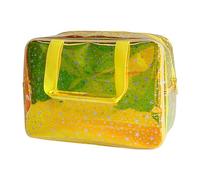 TotePrint Star Pattern PVC Waterproof Handbag Makeup Bag for Makeup Care Products Included 11.8 x 5.12 x 8.26 Inches, Laser Yellow, 11.81x5.12x8.27inch, holographic