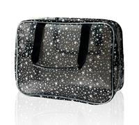 TotePrint Star Pattern PVC Waterproof Makeup Bag 38 x 12 x 20cm, Grey, 11.81x5.12x8.27inch, Star Print Handle Bag