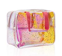 TotePrint Star Pattern PVC Waterproof Makeup Bag 38 x 12 x 20cm, Holographic Pink, 11.81x5.12x8.27inch, Holographic