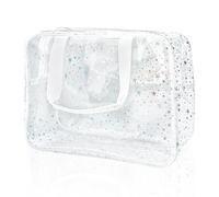 TotePrint Star Pattern PVC Waterproof Makeup Bag 38 x 12 x 20cm, Transparent/Green, 11.81x5.12x8.27inch, Holographic