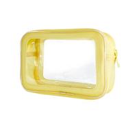 TotePrint Transparent waterproof cosmetic bag made of PVC with floral pattern, 21 x 13.5 x 7 cm, travel organiser for day care, men and women, yellow, Modern