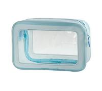 TotePrint Transparent waterproof cosmetic bag made of PVC with floral pattern, 21 x 13.5 x 7 cm, travel organiser for day care, men and women, blue, Modern