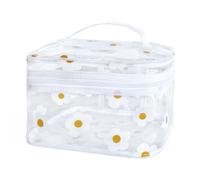 TotePrint Waterproof Cosmetic Bag with Floral Pattern, Waterproof, 22 x 14 x 14 cm, Transparent Toiletry Bag with Zip, Clear++ white flowers, Modern