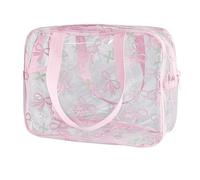 TotePrint Waterproof Floral Pattern PVC Cosmetic Bag 30 x 21 x 11 cm - Zip Carry Bag for Men and Women Travel Swimming Pool Holiday, The Pink Butterfly Festival, Modern