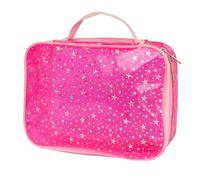 TotePrint Waterproof Glitter PVC Cosmetic Bag with Star Pattern 25 x 18 x 10 cm - Zip Makeup Bag for Men and Women Travel Swimming Pool, pink, Modern
