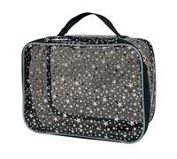 TotePrint Waterproof Glitter PVC Cosmetic Bag with Star Pattern 25 x 18 x 10 cm - Zip Makeup Bag for Men and Women Travel Swimming Pool, black, Modern