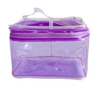 TotePrint Waterproof PVC Cosmetic Bag Plain with Carry Handle 18 x 13 x 12 cm Transparent Travel Organiser Unisex Shower Bag for Men and Women, Purple, Modern