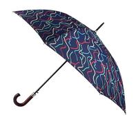 Totes ECO Auto Open Walker Wood Handle Ribbon Print Umbrella