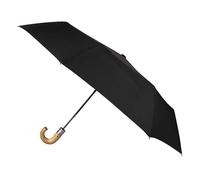 Totes ECO-BRELLA® Auto Open Wood Crook Handle Umbrella Black