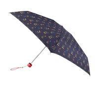totes® ECO-BRELLA® X-TRA STRONG Mini Navy Flowers Print Umbrella, 100% Recycled, PET Polyester Fabric, PFC-Free Water-Repellent, Durable, Compact & Travel-Friendly, Navy Flowers print, 5 Section