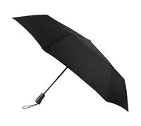 totes® ECO-BRELLA® X-TRA STRONG PLUS Auto Open Umbrella, 100% Recycled Fabric, UPF 50+ Sun Protection, Wind-Resistant, Reinforced Frame, PFC-Free Water Repellent Anti-Microbial Handle, Black