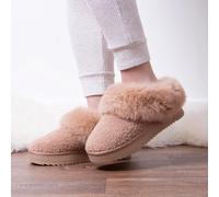 totes® Icons Ladies Borg Platform Mule With Chunky Sole Camel UK Size 5