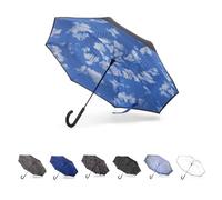 Totes Inbrella Reverse-Close Folding Umbrella, Clouds, One Size, InBrella Reverse Auto Close Stick Umbrella with J Hook, Wind & Rainproof