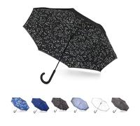 Totes Inbrella Reverse-Close Folding Umbrella, Zodiac, One Size, InBrella Reverse Auto Close Stick Umbrella with J Hook, Wind & Rainproof