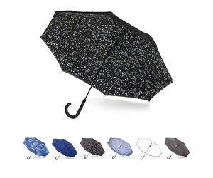 Totes Inbrella Reverse-Close Folding Umbrella, Zodiac, One Size, InBrella Reverse Auto Close Stick Umbrella with J Hook, Wind & Rainproof