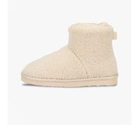 Isotoner® Ladies Borg Boot with Cuff Detail, Stylish Boot Slippers with Pillowstep® Tufted Insole, Memory Foam for Comfort, Durable EVA Sole, Ultra Comfort Foam Layer, Cream, 5 UK