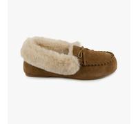 Totes Isotoner GENUINE SUEDE MOCCASIN WITH FAUX FUR LINING Womens Tan - UK 5