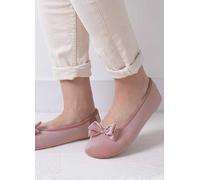 Totes Isotoner Ladies Pink Sparkle Velour Ballet Slipper Pink