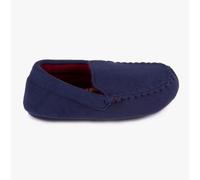 Totes Isotoner Men's Moleskin Check Lined Boys Slip On Low Top Moccasin Slippers in Navy | Size: 11-Standard Fit Totes Isotoner Navy 11-Standard Fit