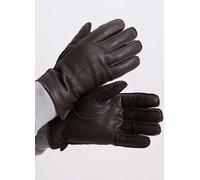 Totes Isotoner Mens Premium 3 Point Brown Leather SmarTouchTM Gloves Black