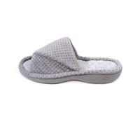 Totes Isotoner POPCORN TURNOVER OPEN TOE Womens Mule Slippers Pale Grey - UK 7