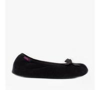 Totes Isotoner STRETCH TERRY BOW Womens Ballerina Slippers Black - UK 3-4