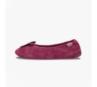 Totes Isotoner STRETCH TERRY BOW Womens Ballerina Slippers Burgundy - UK 7-8
