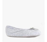 Totes Isotoner STRETCH TERRY BOW Womens Ballerina Slippers Grey - UK 3-4