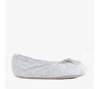 Totes Isotoner STRETCH TERRY BOW Womens Ballerina Slippers Grey - UK 7-8