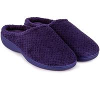 Isotoner Women Ladies Popcorn Terry Mule Slippers Open Back, Blue (Navy Nav), 8 UK