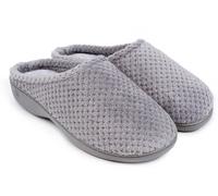 Isotoner Women Ladies Popcorn Terry Mule Slippers Open Back, Grey (Pale Grey Pgr), 8 UK