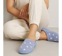 Totes Isotoner Women's Popcorn Terry Slip On Low Top Mule Slippers in Blue | Size: 5 Totes Isotoner Blue 5