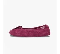 Isotoner® Ladies Terry Ballerina Slippers, Cotton Rich Stretch Fit with Pillowstep® Cushioning, Ultra Comfort Foam, Durable Sole, Machine Washable, Bow Detail, Burgundy, M