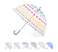 totes Kids Clear Bubble Umbrella with Easy Grip Handle, Amazing Dots, One Size, Kids Clear Bubble Umbrella with Easy Grip Handle for Boys and Girls