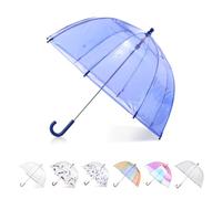 Totes Kids Clear Bubble Umbrella with Easy Grip Handle, Blue, One Size, Kids Clear Bubble Umbrella with Easy Grip Handle for Boys and Girls