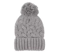 Totes Toasties CABLE KNIT Hat with Pom Pom Womens Bobble Grey - One Size - Grey