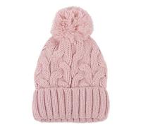 Totes Ladies Cable Pink Knit Hat with Pom Pom Detail Pink
