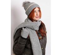 Totes Ladies Grey Knitted Beanie Hat Scarf & Gloves Set Grey
