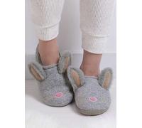 Totes Ladies Novelty Bunny Mule Slippers Grey